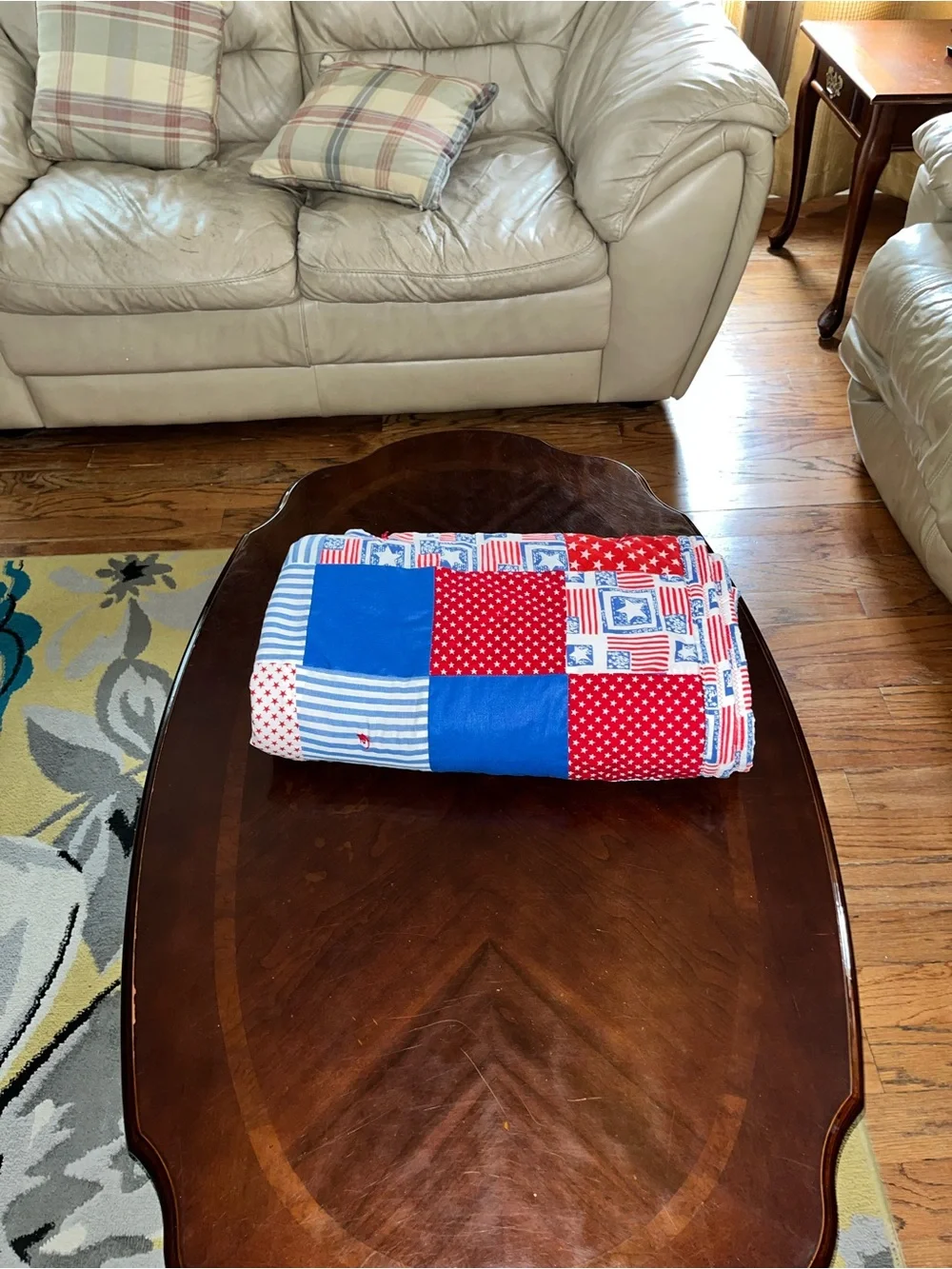 Patchwork Quilted Throw - Patriotic and placemat set